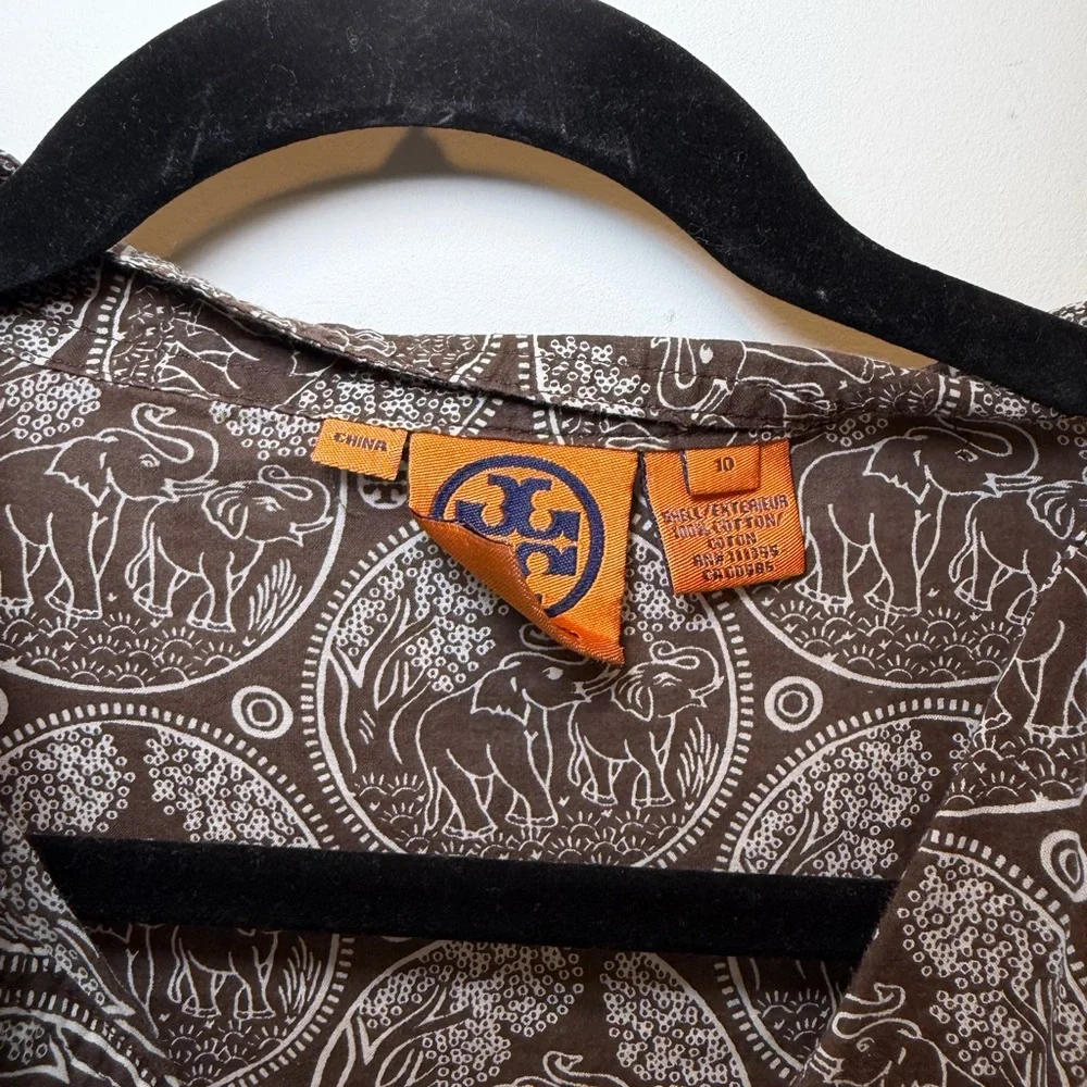 Tory Burch Brown and Cream‎ Elephant Print dress